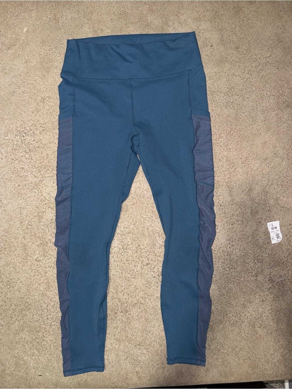 Fabletics Teal and Navy Girls' Active Leggings with Side Mesh